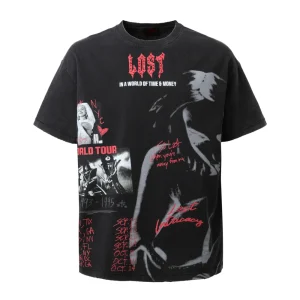 Lost Intricacy Black Broken Hearts T Shirt