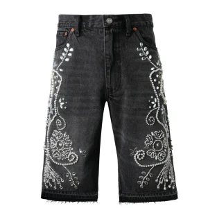 Lost Intricacy Black Lace Jean Shorts