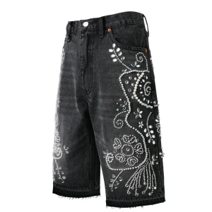 Lost Intricacy Black Lace Jean Shorts