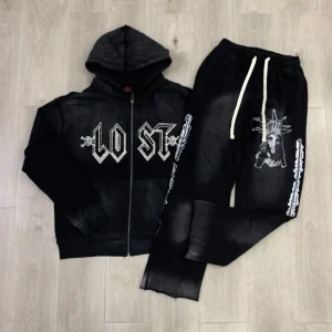 Lost intricacy black skull sweatsuit