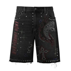 Lost Intricacy Denim Black Shorts