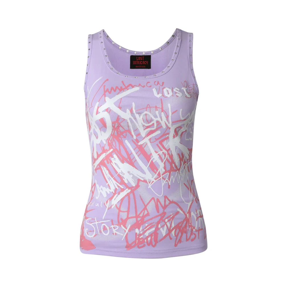 Lost Intricacy Women’s Lavender Graffiti tank