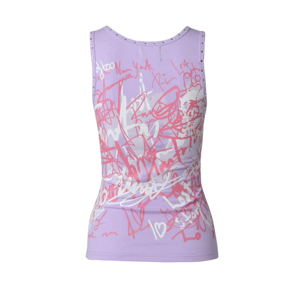 Lost Intricacy Women’s Lavender Graffiti tank