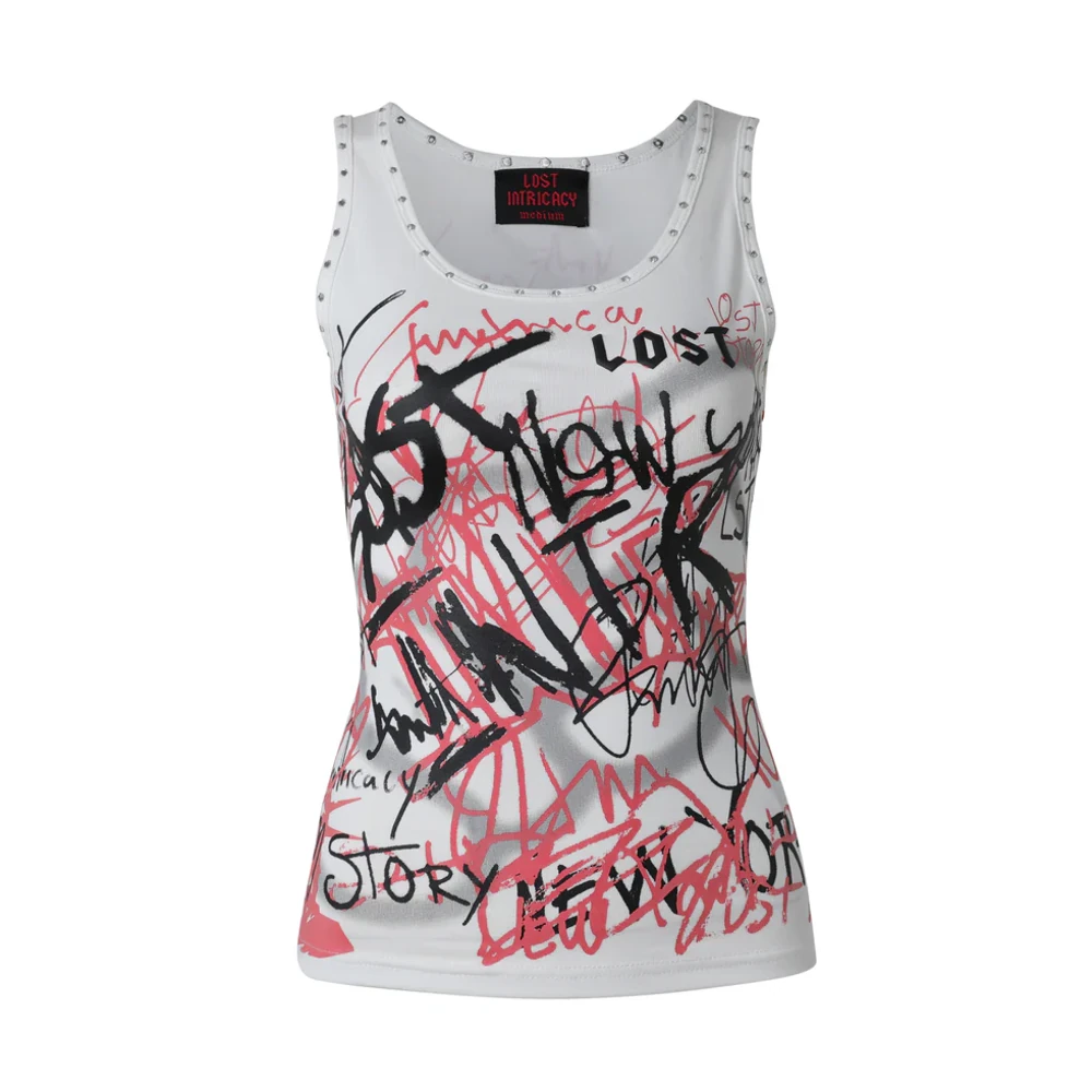 Lost Intricacy Women’s White Graffiti Tank