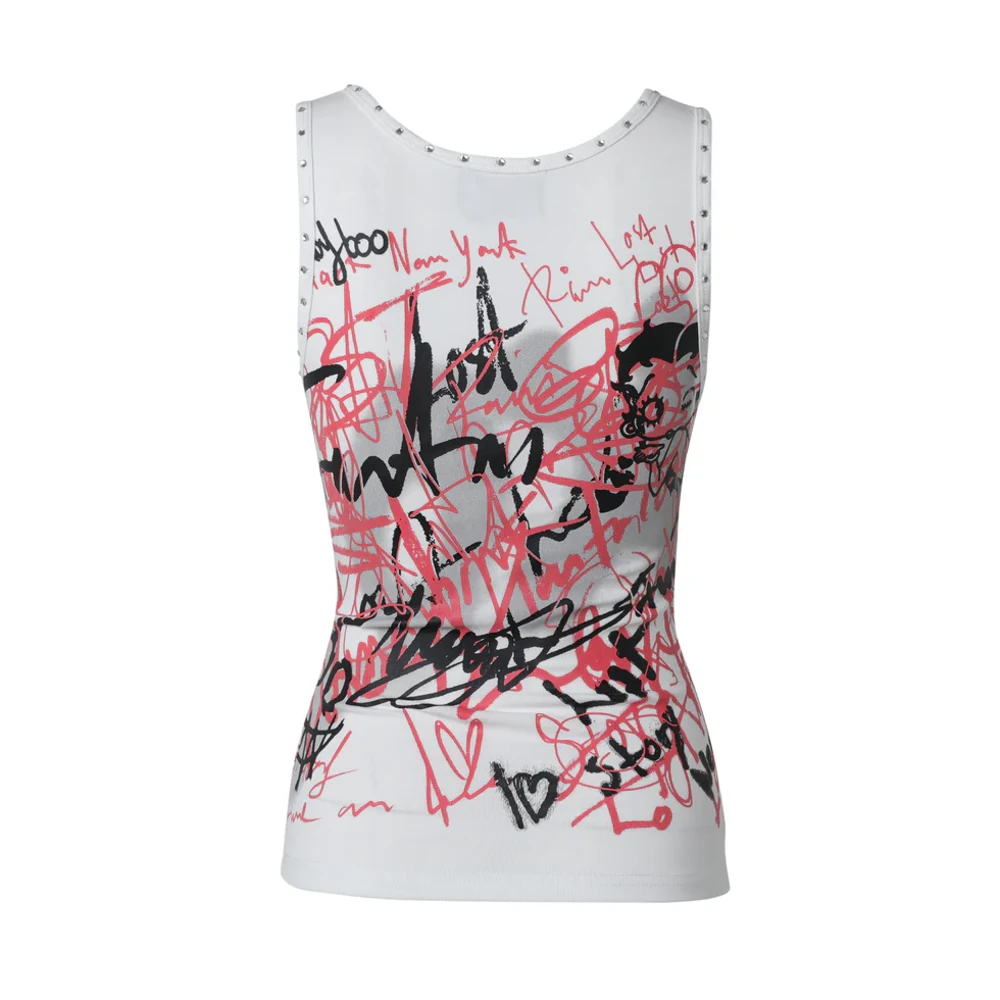 Lost Intricacy Women’s White Graffiti Tank