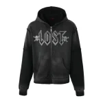Lost intricacy Mens Black Zip Up