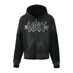 Lost intricacy Mens Black Zip Up
