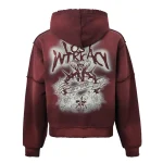 Lost intricacy Mens Burgundy Zip Up