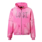 Lost intricacy Mens Pink Zip Up