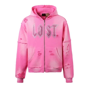 Lost intricacy Mens Pink Zip Up