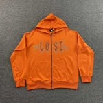 Orange Rhinestone Z/U Hoodie Lost Intricacy