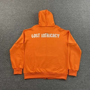 Orange Rhinestone Z/U Hoodie Lost Intricacy