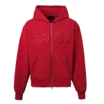 Washed Red Patch Zip Up