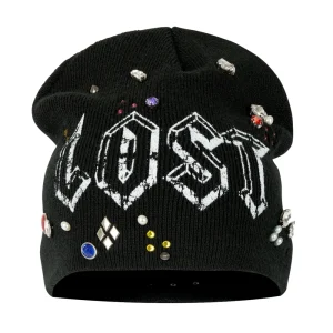 Lost Intricacy Black/White Multicolor Rhinestone Beanie