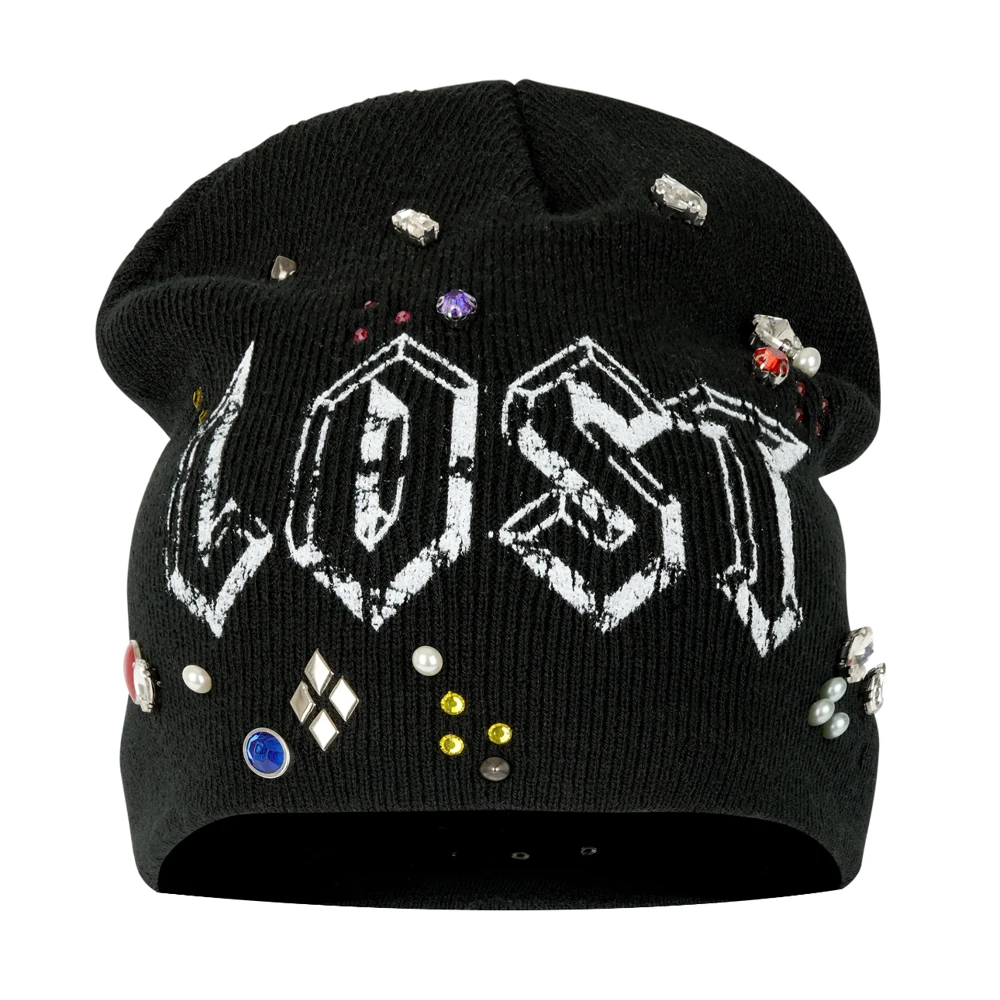 Lost Intricacy Black/White Multicolor Rhinestone Beanie Lost Intricacy Black/White Multicolor Rhinestone Beanie