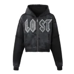 WOMENS BLACK SPLATTER HOODIE