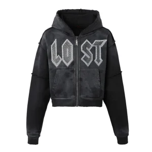 WOMENS BLACK SPLATTER HOODIE