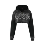 Womens Black Zip Up