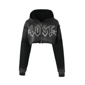 Womens Black Zip Up