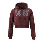 Womens Burgundy Zip Up
