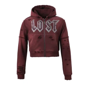 Womens Burgundy Zip Up