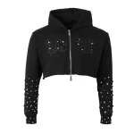 Women’s Cropped Blackout Patch Zip Up