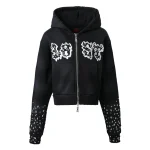 Women’s Washed Black Patch Zip Up