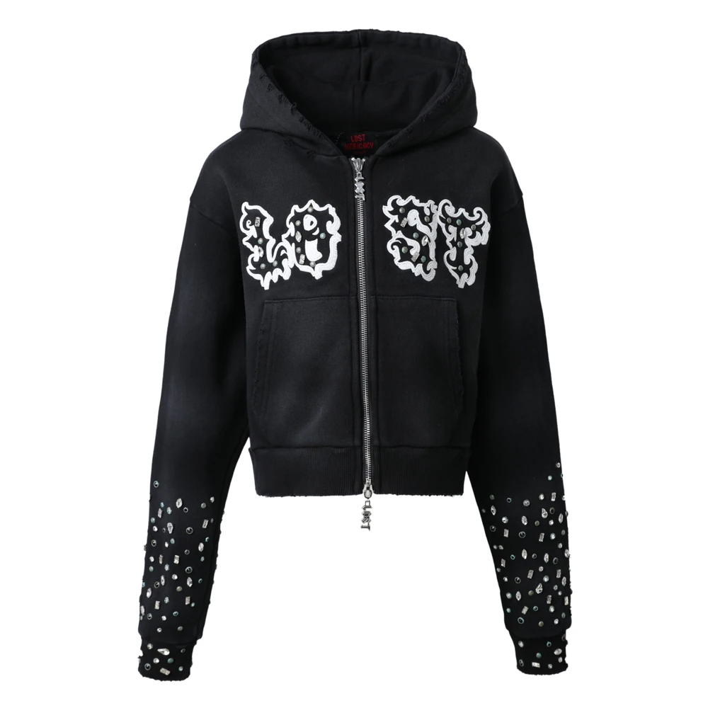 Women’s Washed Black Patch Zip Up Women’s Washed Black Patch Zip Up