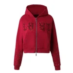 Women’s Washed Red Patch Zip Up